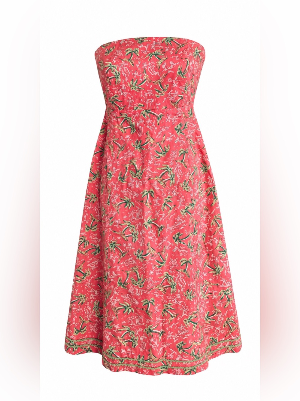 Lilly Pulitzer Vintage Palm Tree Print Strapless Dress 10